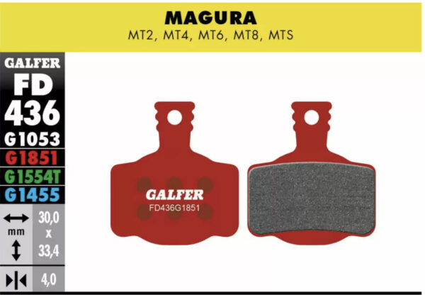 Pastiglie freno Galfer Rossa Advanced per Magura MT2, MT4, MT6 e MT8 Dettaglio - TB Bike Shop